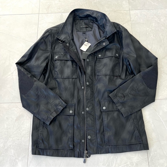 JOHN VARVATOS USA Black 100% Cotton Zip & Snap Long Sleeve Field Jacket Sz L NWT - Picture 11 of 16